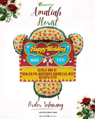 Karangan Papan Bunga Pernikahan di Tompo Balang